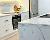 Kitchen Renovation with veined stone