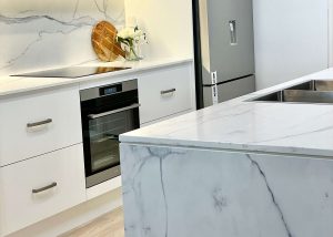 Kitchen Renovation with veined stone